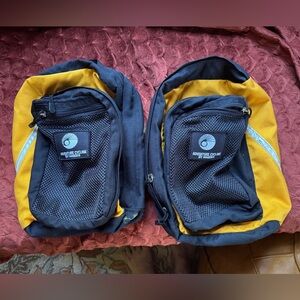 Adventure cycling Panniers by Madden Orange yellow black canvas bike bags medium